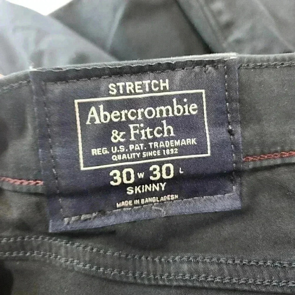 Abercrombie & Fitch Stretch Navy Blue Skinny  Ankle Chino Pants  30x30 - Picture 6 of 7